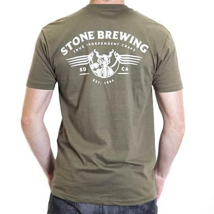  Stone Brewing Gargoyle Men's Army Green Tee Shirt 