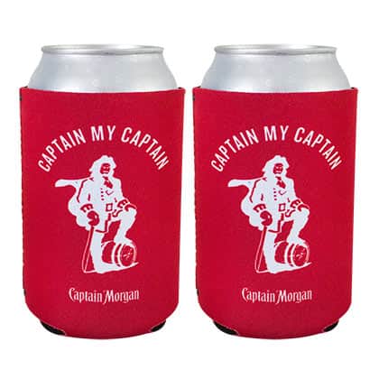  Captain Morgan Red Can Cooler Insulator Set Of 2 